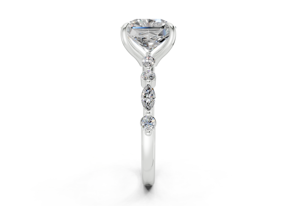 Aetheria Diamond Accent Radiant Square Cut 2mm Engagement Ring