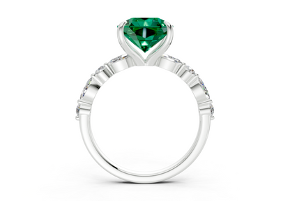 Aetheria Emerald Gemstone Accent Radiant Square Cut 2mm Engagement Ring