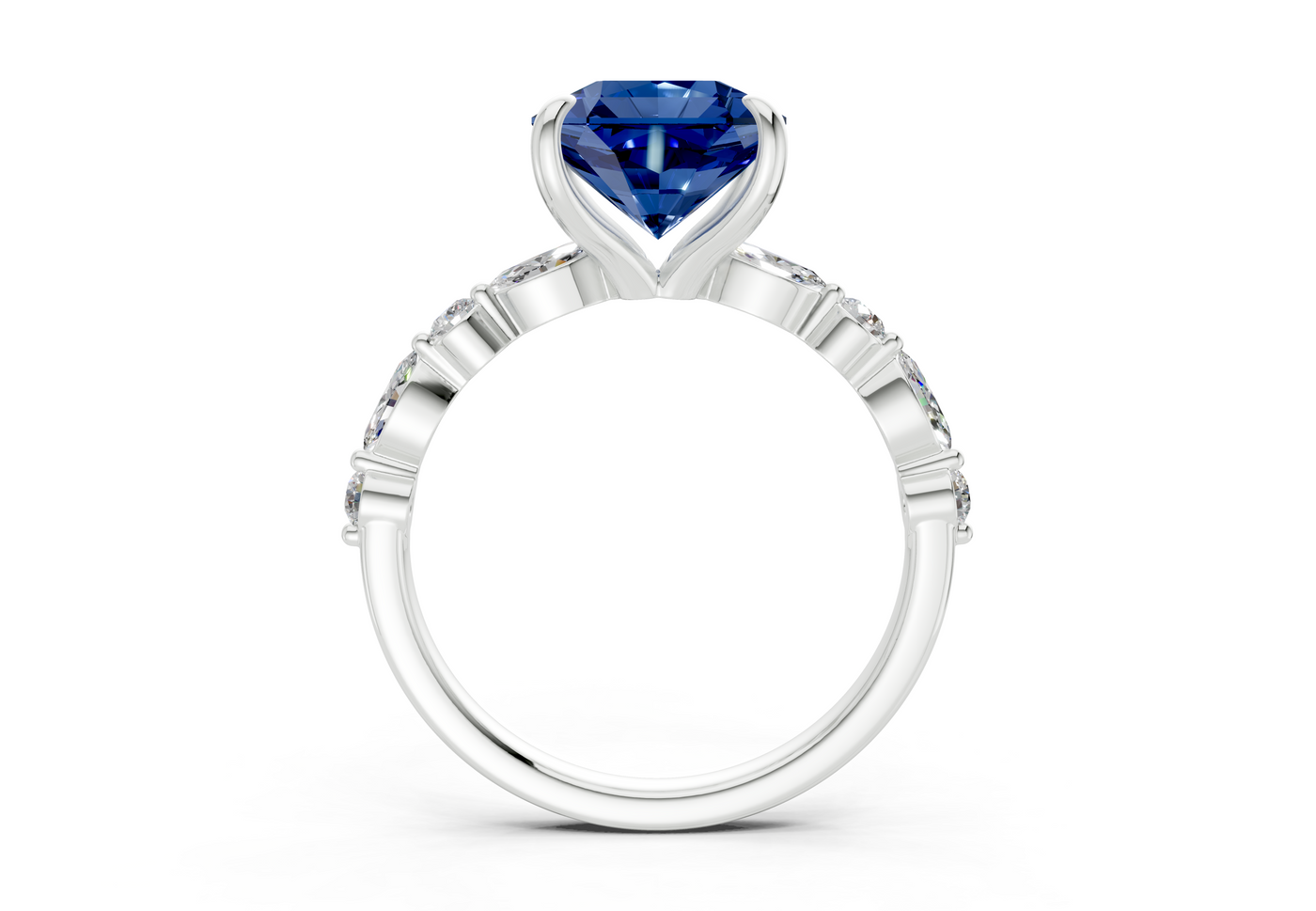 Aetheria Sapphire Gemstone Accent Radiant Square Cut 2mm Engagement Ring