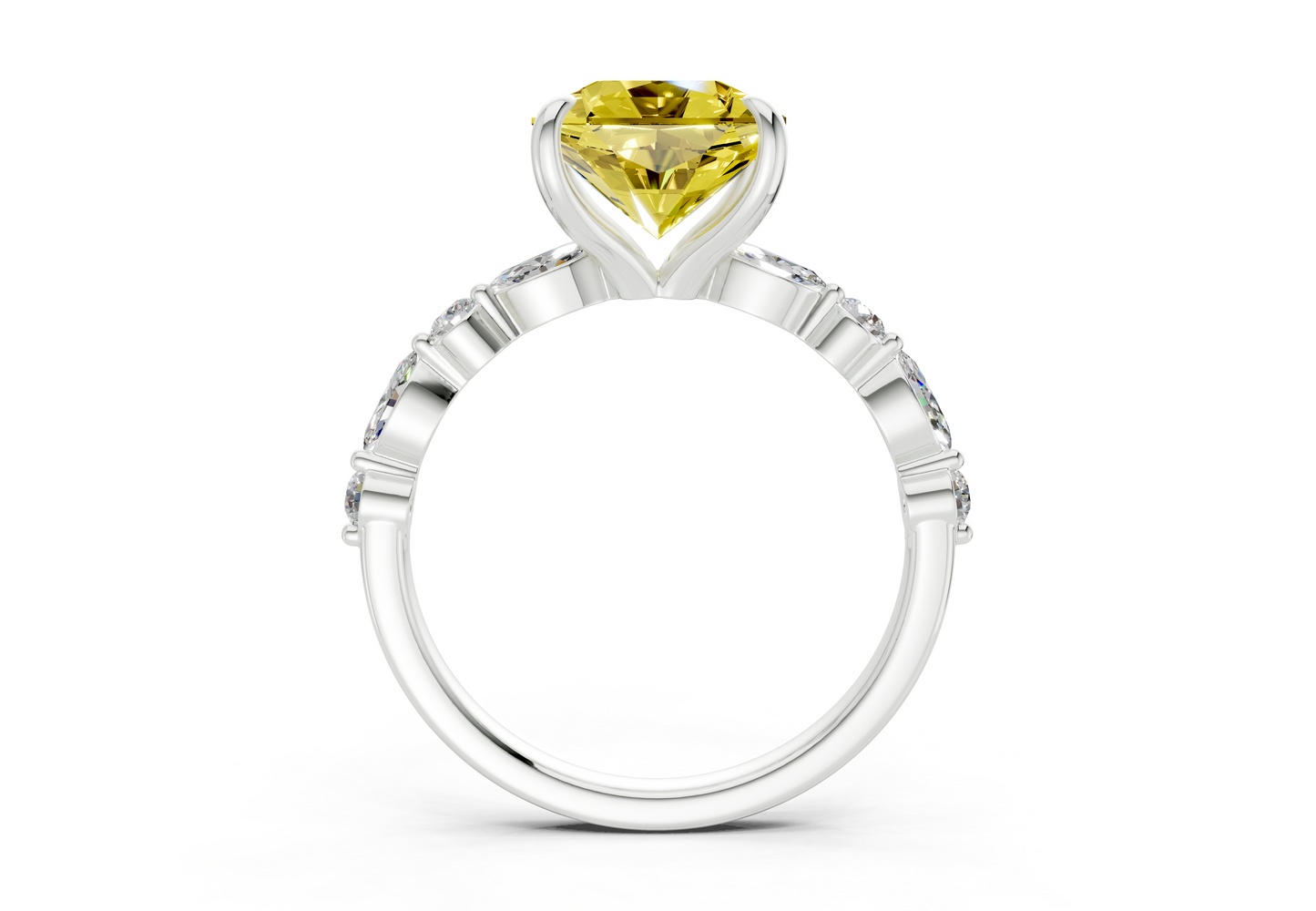 Aetheria Yellow Diamond Accent Radiant Square Cut 2mm Engagement Ring