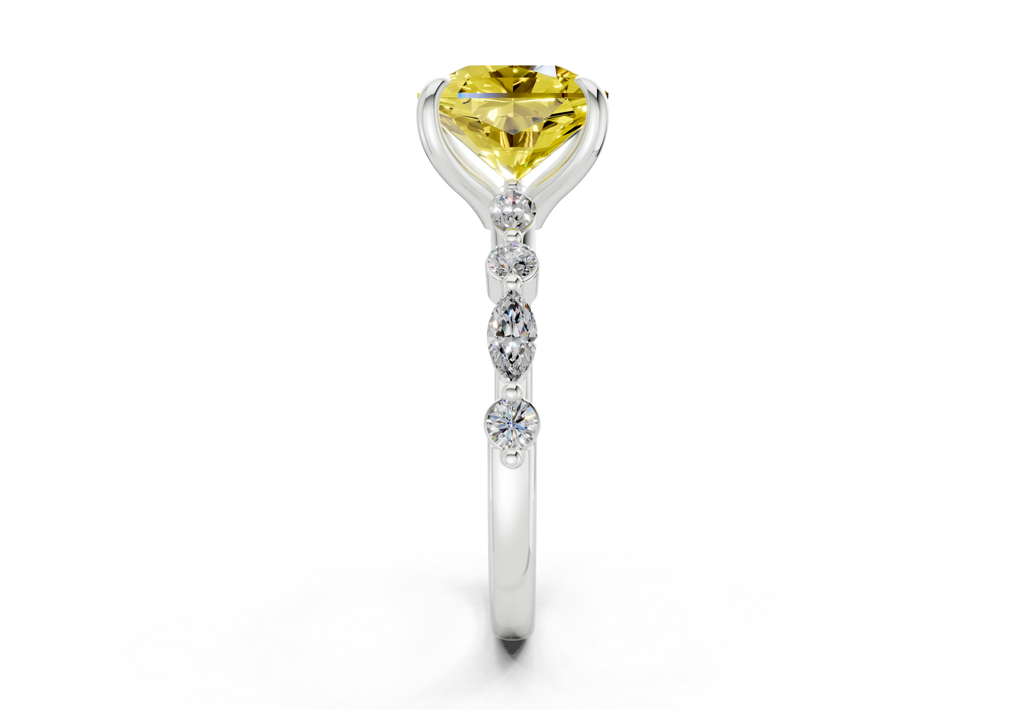 Aetheria Yellow Diamond Accent Radiant Square Cut 2mm Engagement Ring