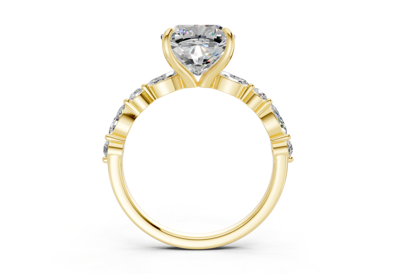 Aetheria Diamond Accent Cushion Square Cut 2mm Engagement Ring