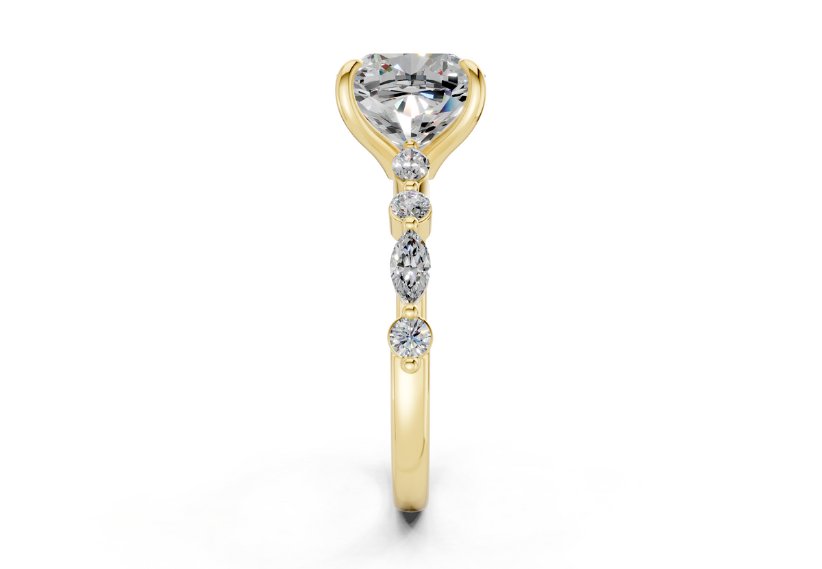 Aetheria Diamond Accent Cushion Square Cut 2mm Engagement Ring
