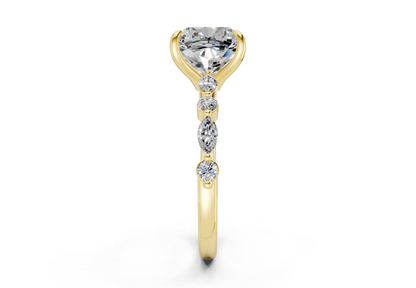 Aetheria Diamond Accent Cushion Square Cut 2mm Engagement Ring