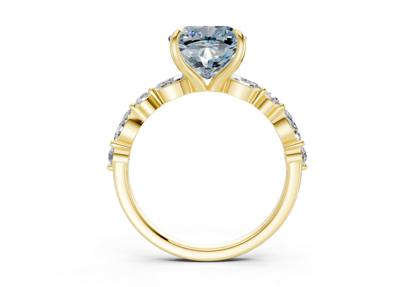 Aetheria Blue Diamond Accent Cushion Square Cut 2mm Engagement Ring