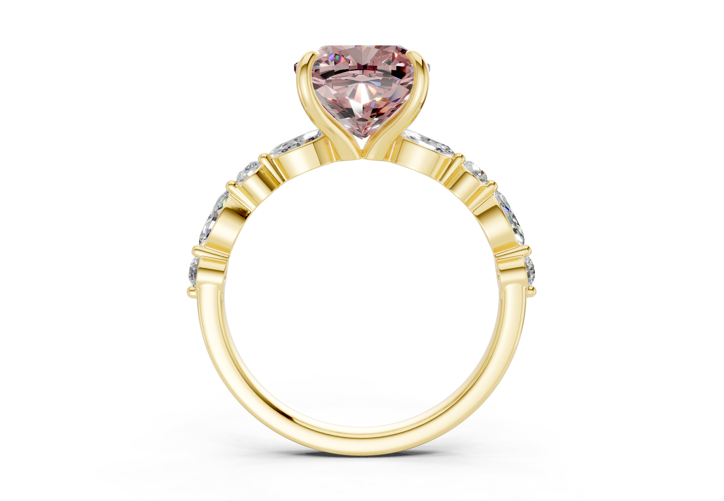 Aetheria Pink Diamond Accent Cushion Square Cut 2mm Engagement Ring