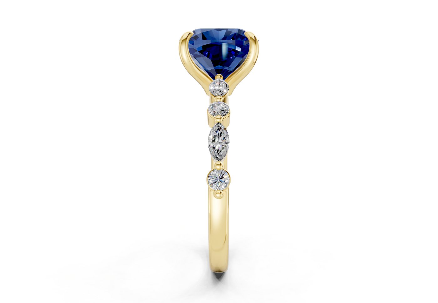 Aetheria Sapphire Gemstone Accent Cushion Square Cut 2mm Engagement Ring