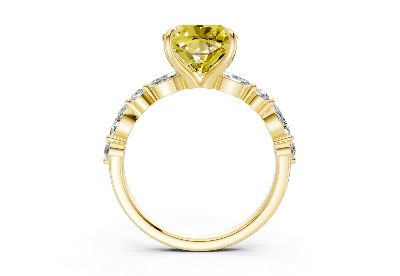 Aetheria Yellow Diamond Accent Cushion Square Cut 2mm Engagement Ring
