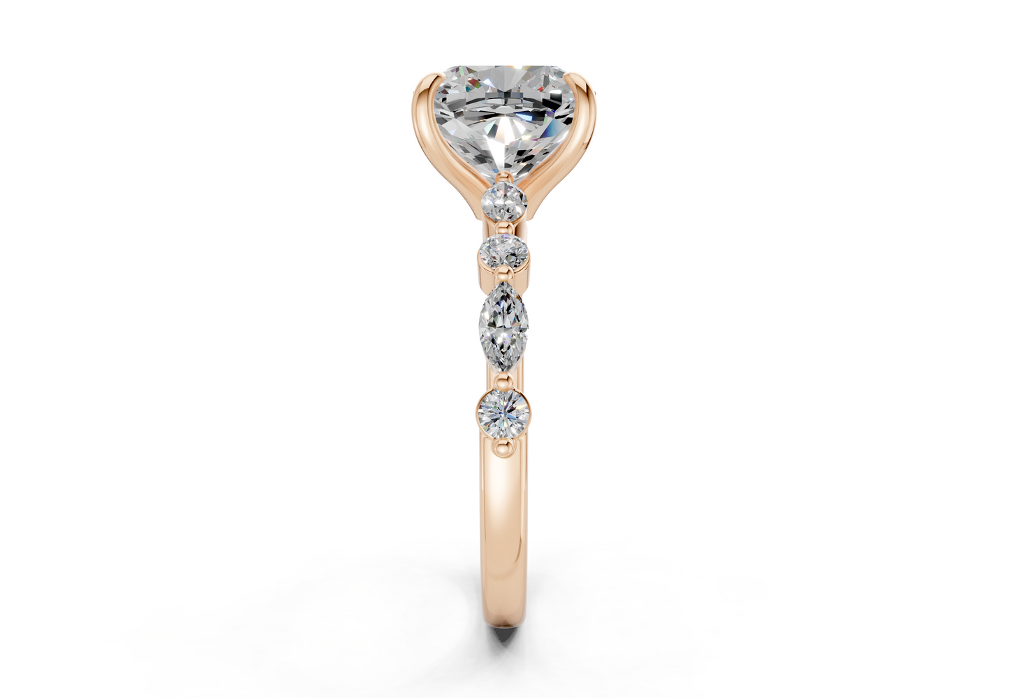 Aetheria Diamond Accent Cushion Square Cut 2mm Engagement Ring