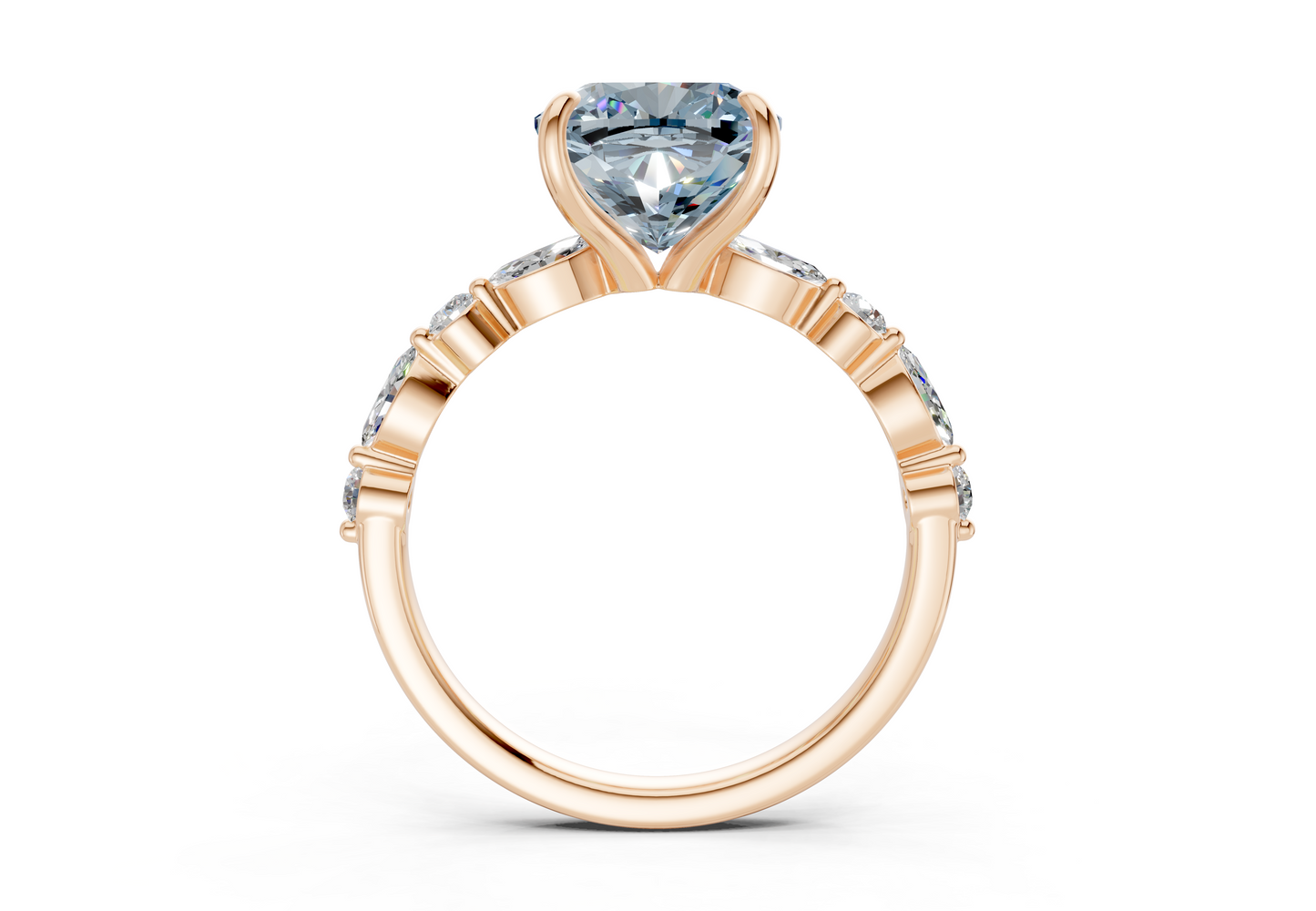 Aetheria Blue Diamond Accent Cushion Square Cut 2mm Engagement Ring
