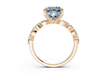 Aetheria Blue Diamond Accent Cushion Square Cut 2mm Engagement Ring