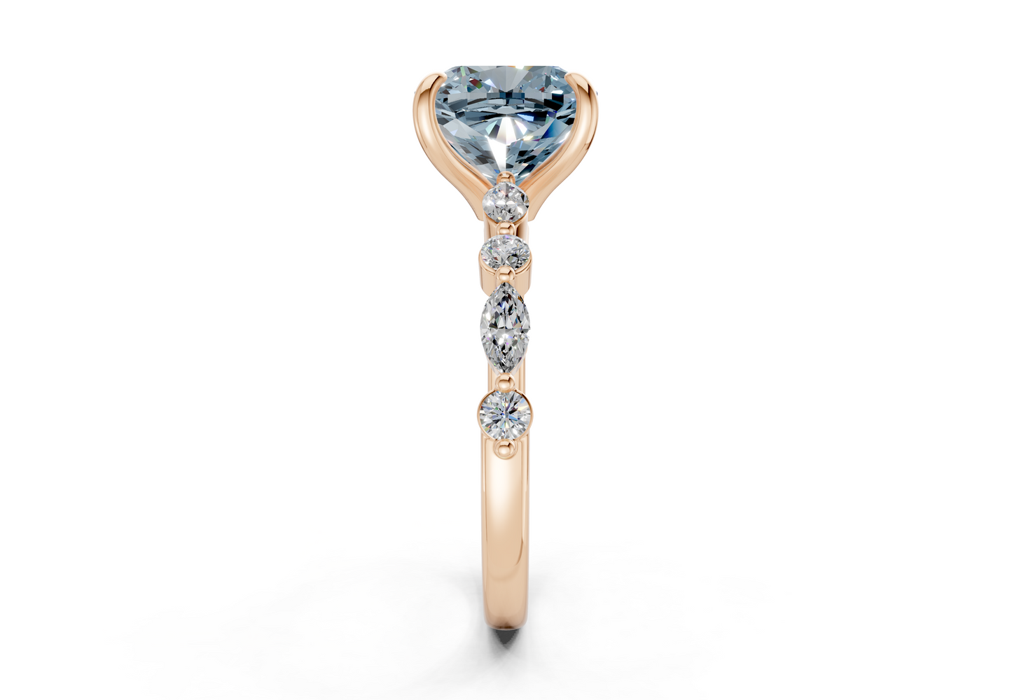 Aetheria Blue Diamond Accent Cushion Square Cut 2mm Engagement Ring