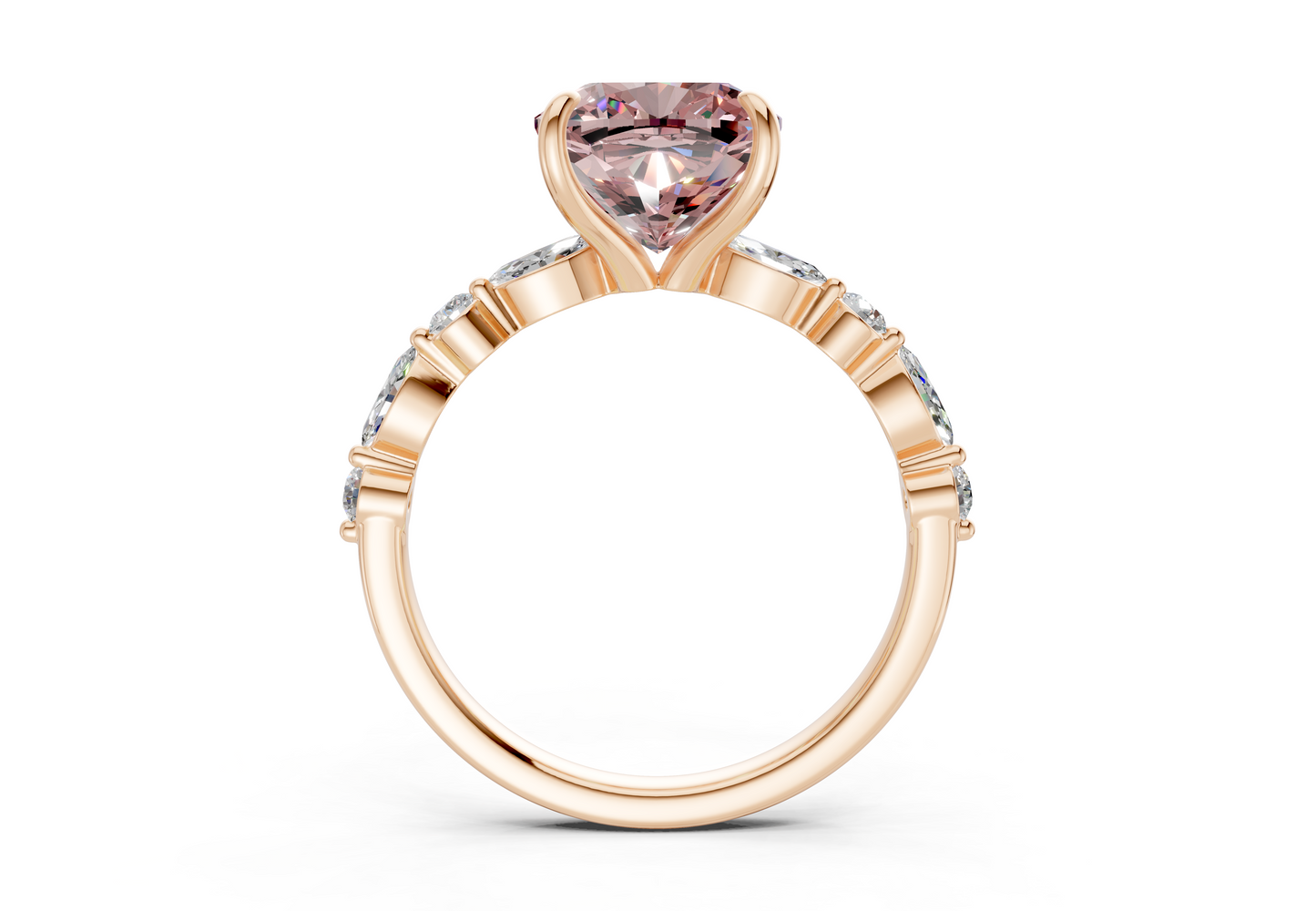 Aetheria Pink Diamond Accent Cushion Square Cut 2mm Engagement Ring