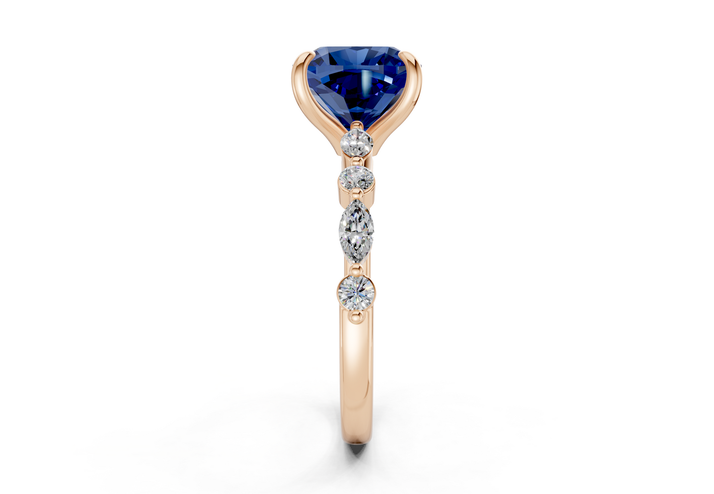 Aetheria Sapphire Gemstone Accent Cushion Square Cut 2mm Engagement Ring