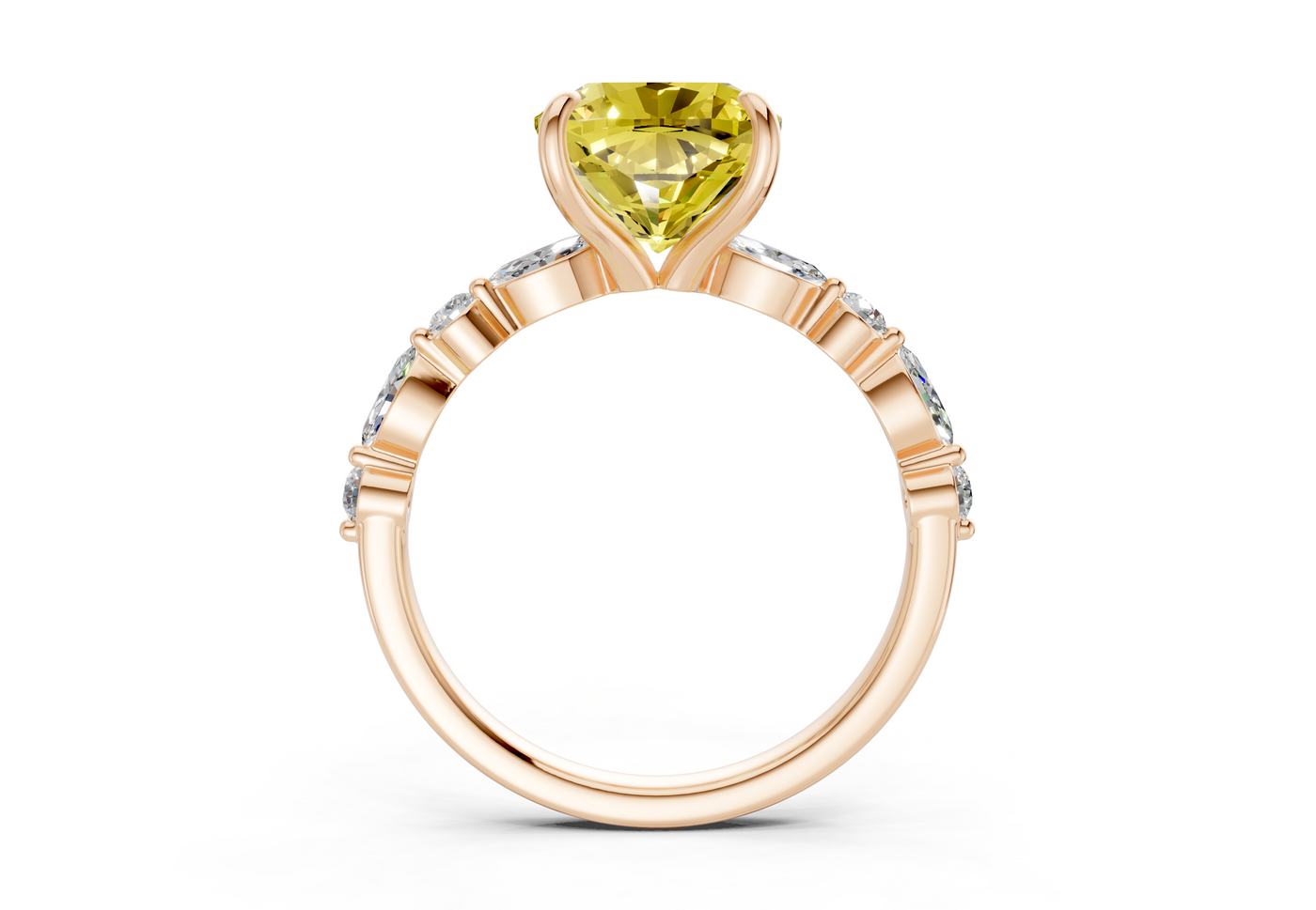 Aetheria Yellow Diamond Accent Cushion Square Cut 2mm Engagement Ring