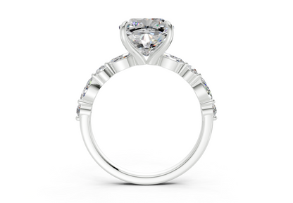 Aetheria Diamond Accent Cushion Square Cut 2mm Engagement Ring