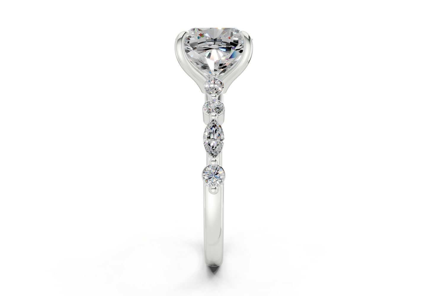 Aetheria Diamond Accent Cushion Square Cut 2mm Engagement Ring