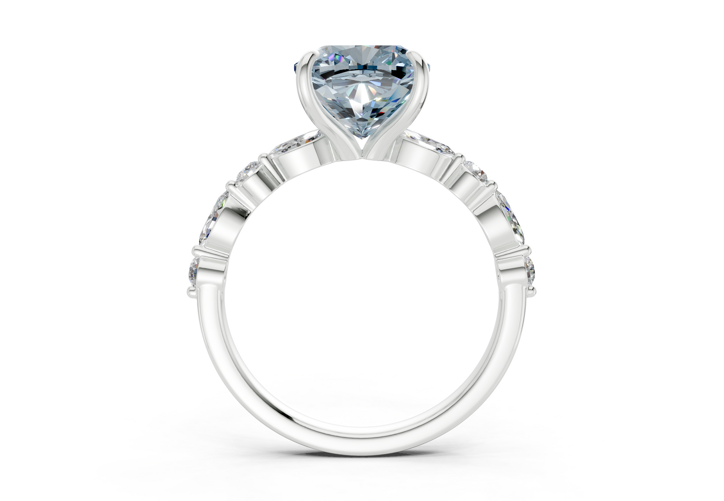 Aetheria Blue Diamond Accent Cushion Square Cut 2mm Engagement Ring