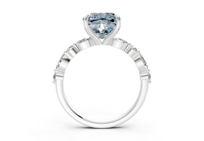 Aetheria Blue Diamond Accent Cushion Square Cut 2mm Engagement Ring