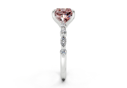 Aetheria Pink Diamond Accent Cushion Square Cut 2mm Engagement Ring