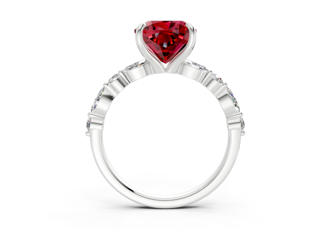 Aetheria Ruby Gemstone Accent Cushion Square Cut 2mm Engagement Ring