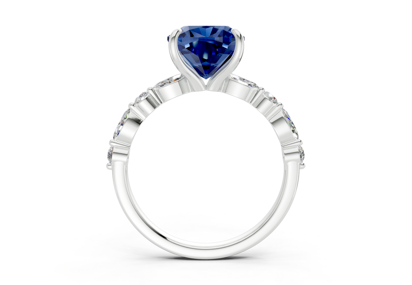 Aetheria Sapphire Gemstone Accent Cushion Square Cut 2mm Engagement Ring