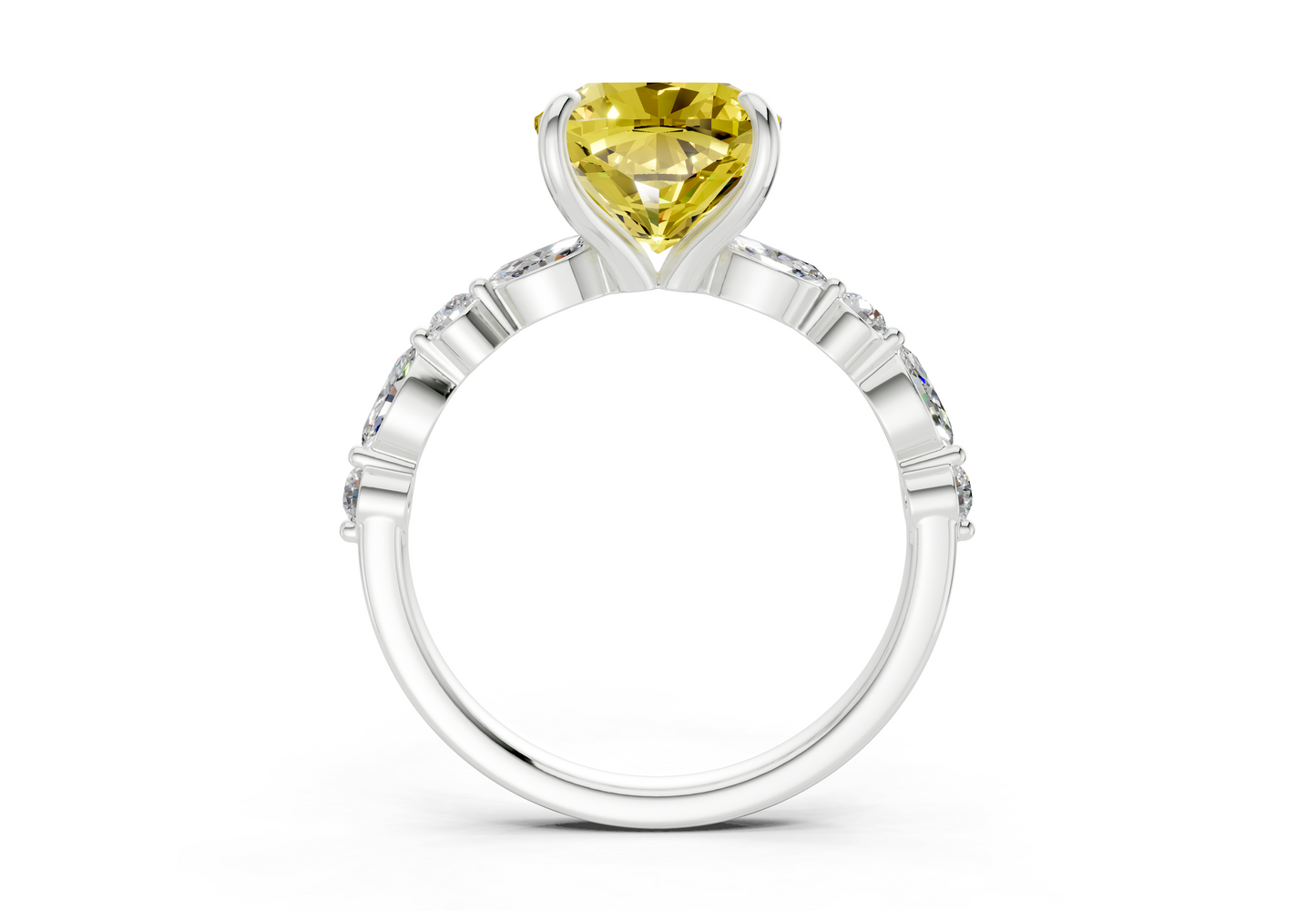 Aetheria Yellow Diamond Accent Cushion Square Cut 2mm Engagement Ring
