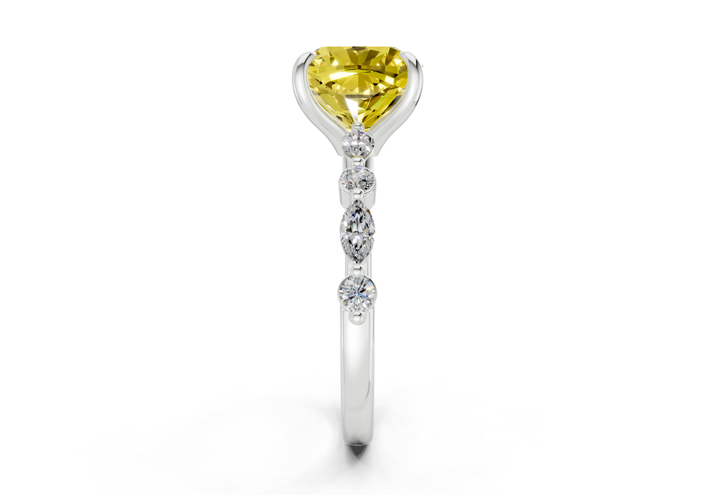 Aetheria Yellow Diamond Accent Cushion Square Cut 2mm Engagement Ring