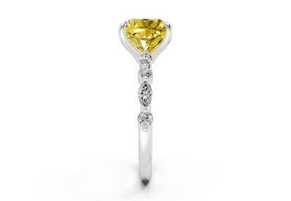 Aetheria Yellow Diamond Accent Cushion Square Cut 2mm Engagement Ring
