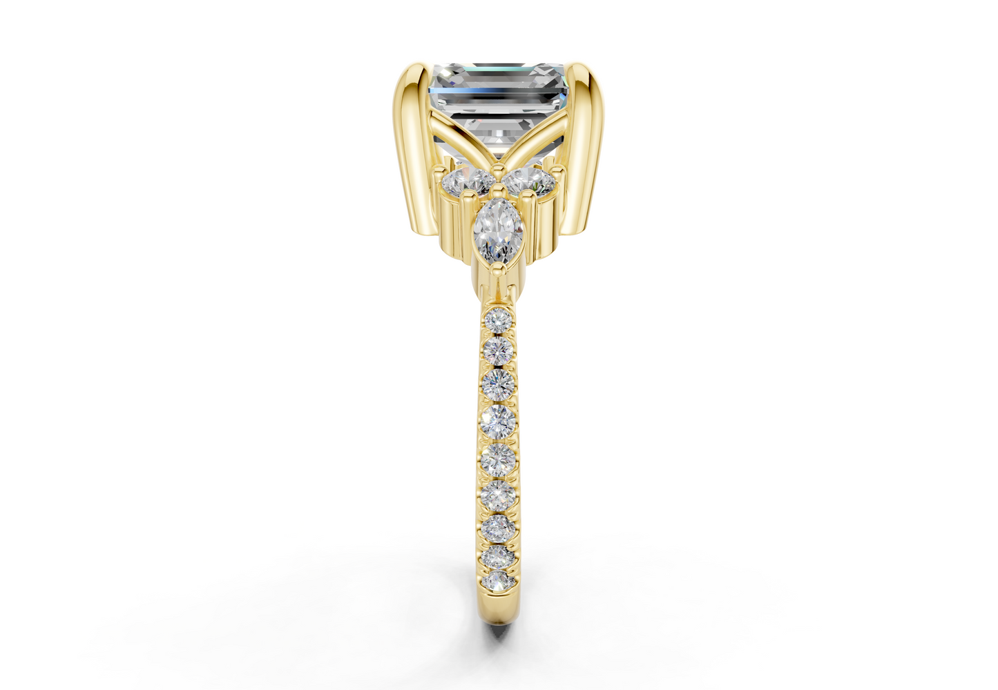 Zephyrine Diamond Accent Asscher Cut 1.9mm Engagement Ring