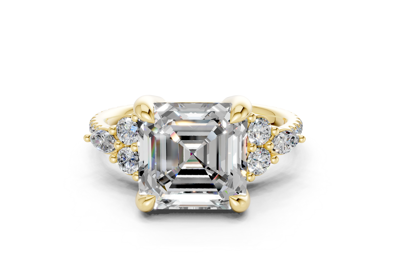 Zephyrine Diamond Accent Asscher Cut 1.9mm Engagement Ring
