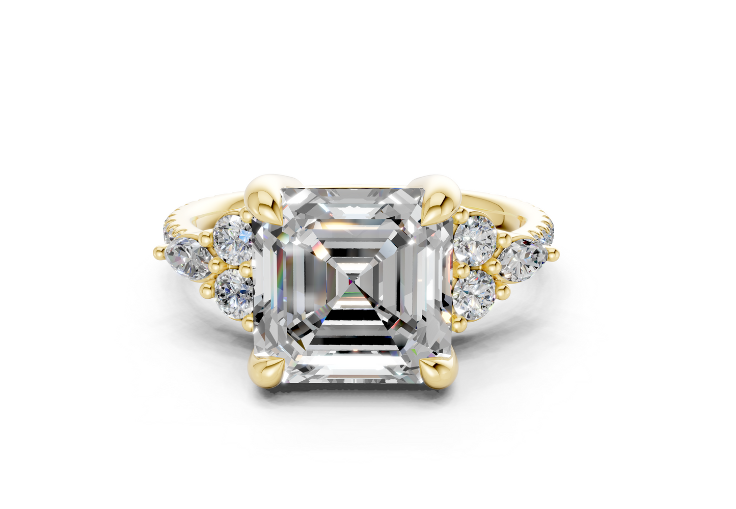 Zephyrine Diamond Accent Asscher Cut 1.9mm Engagement Ring