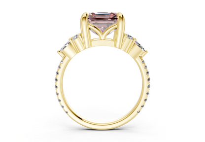 Zephyrine Pink Diamond Accent Asscher Cut 1.9mm Engagement Ring