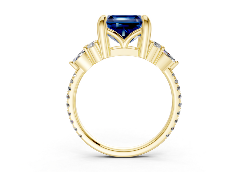 Zephyrine Sapphire Gemstone Accent Asscher Cut 1.9mm Engagement Ring