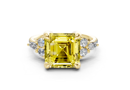 Zephyrine Yellow Diamond Accent Asscher Cut 1.9mm Engagement Ring