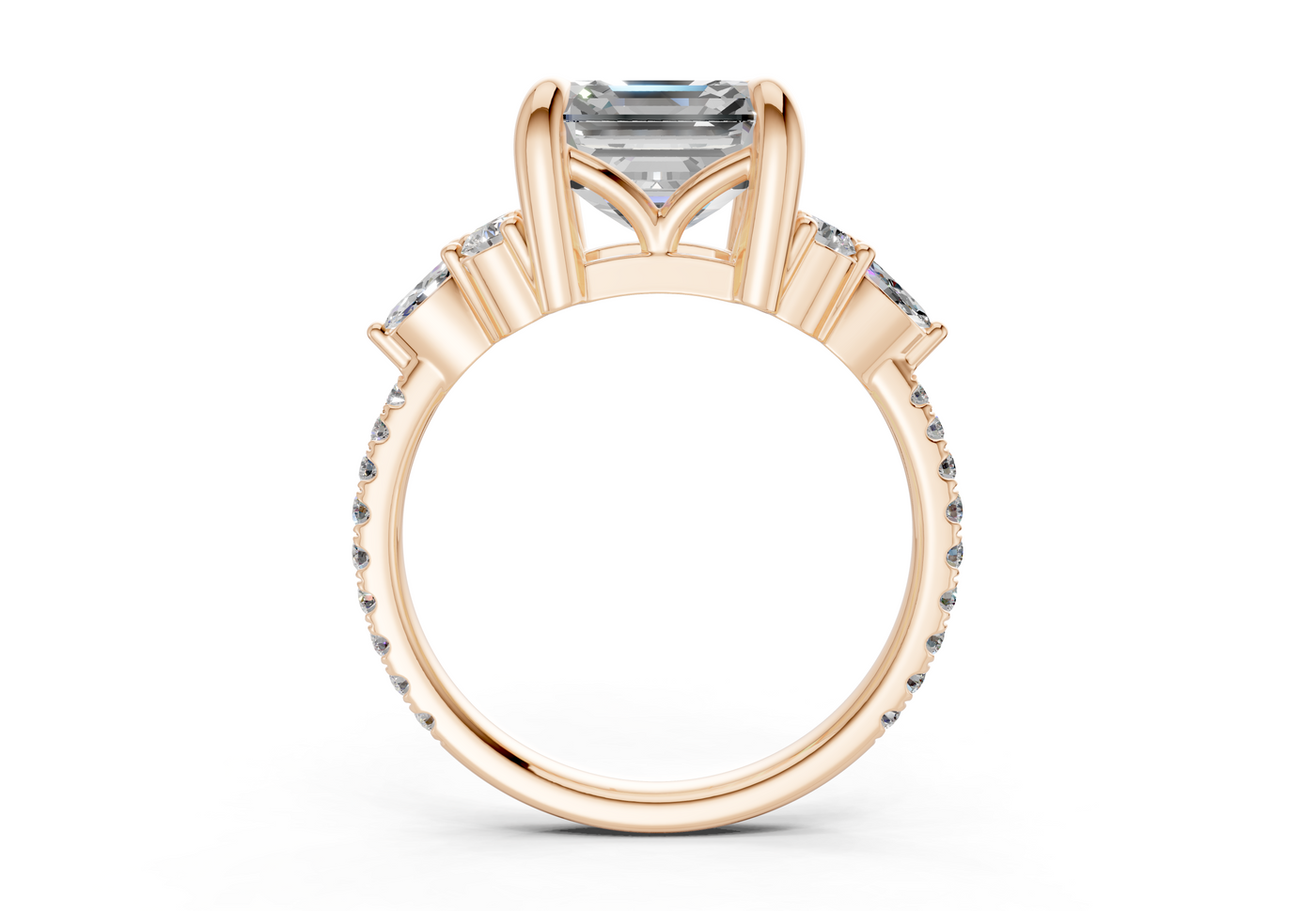 Zephyrine Diamond Accent Asscher Cut 1.9mm Engagement Ring