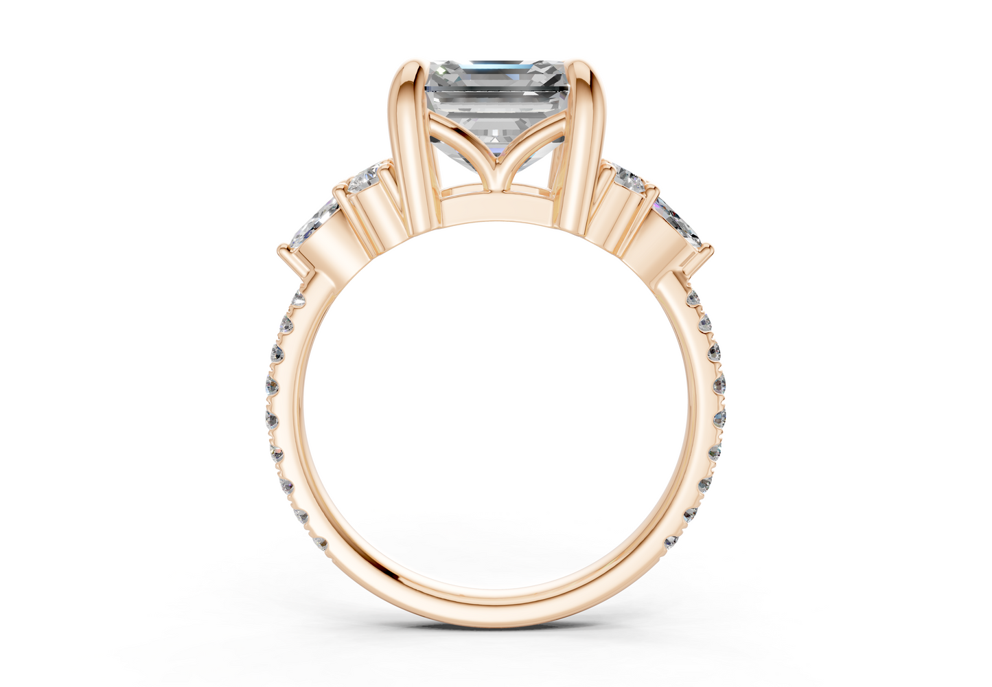 Zephyrine Diamond Accent Asscher Cut 1.9mm Engagement Ring