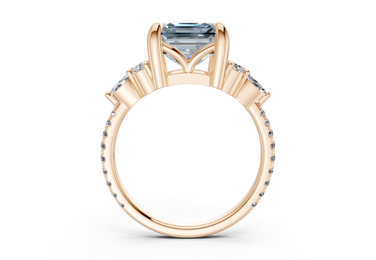 Zephyrine Blue Diamond Accent Asscher Cut 1.9mm Engagement Ring