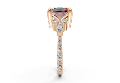 Zephyrine Pink Diamond Accent Asscher Cut 1.9mm Engagement Ring