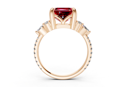 Zephyrine Ruby Gemstone Accent Asscher Cut 1.9mm Engagement Ring