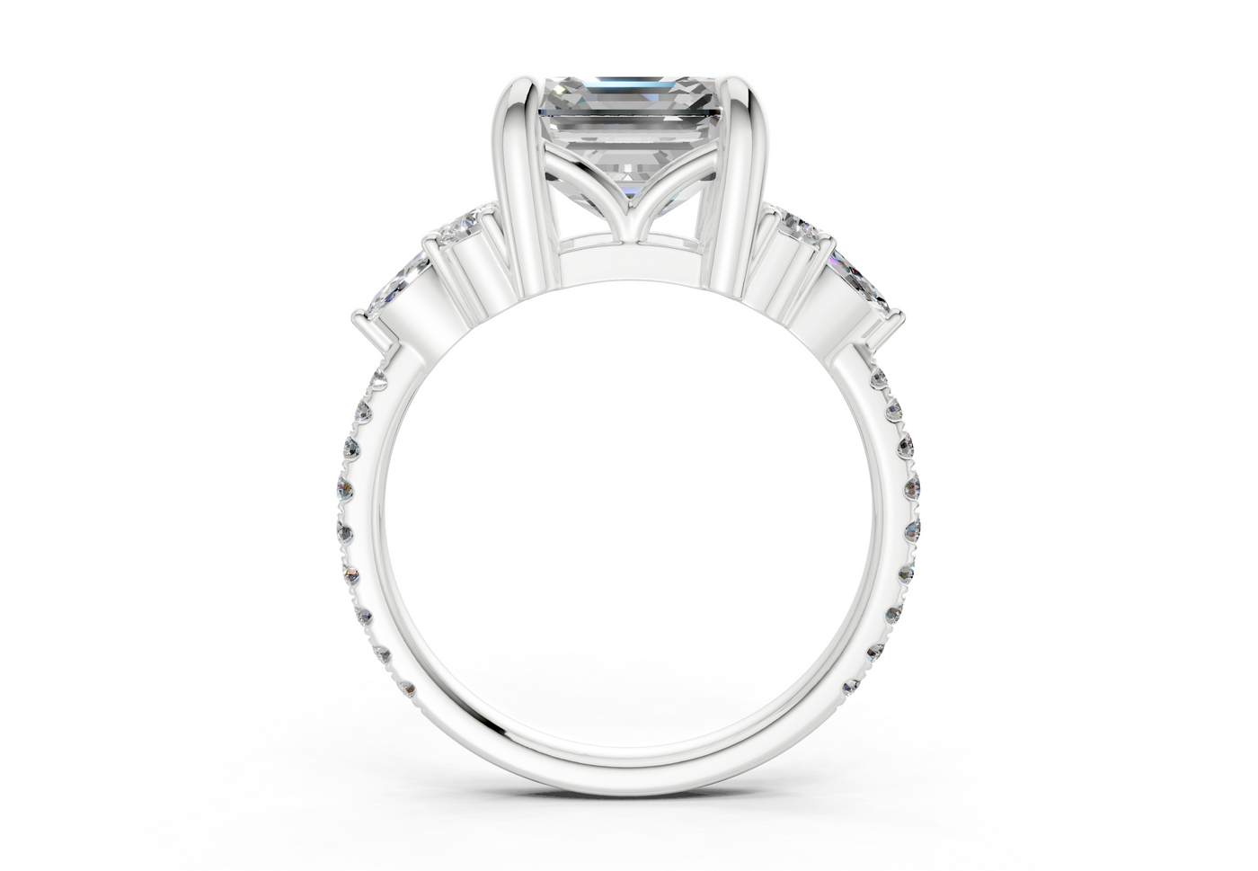 Zephyrine Diamond Accent Asscher Cut 1.9mm Engagement Ring