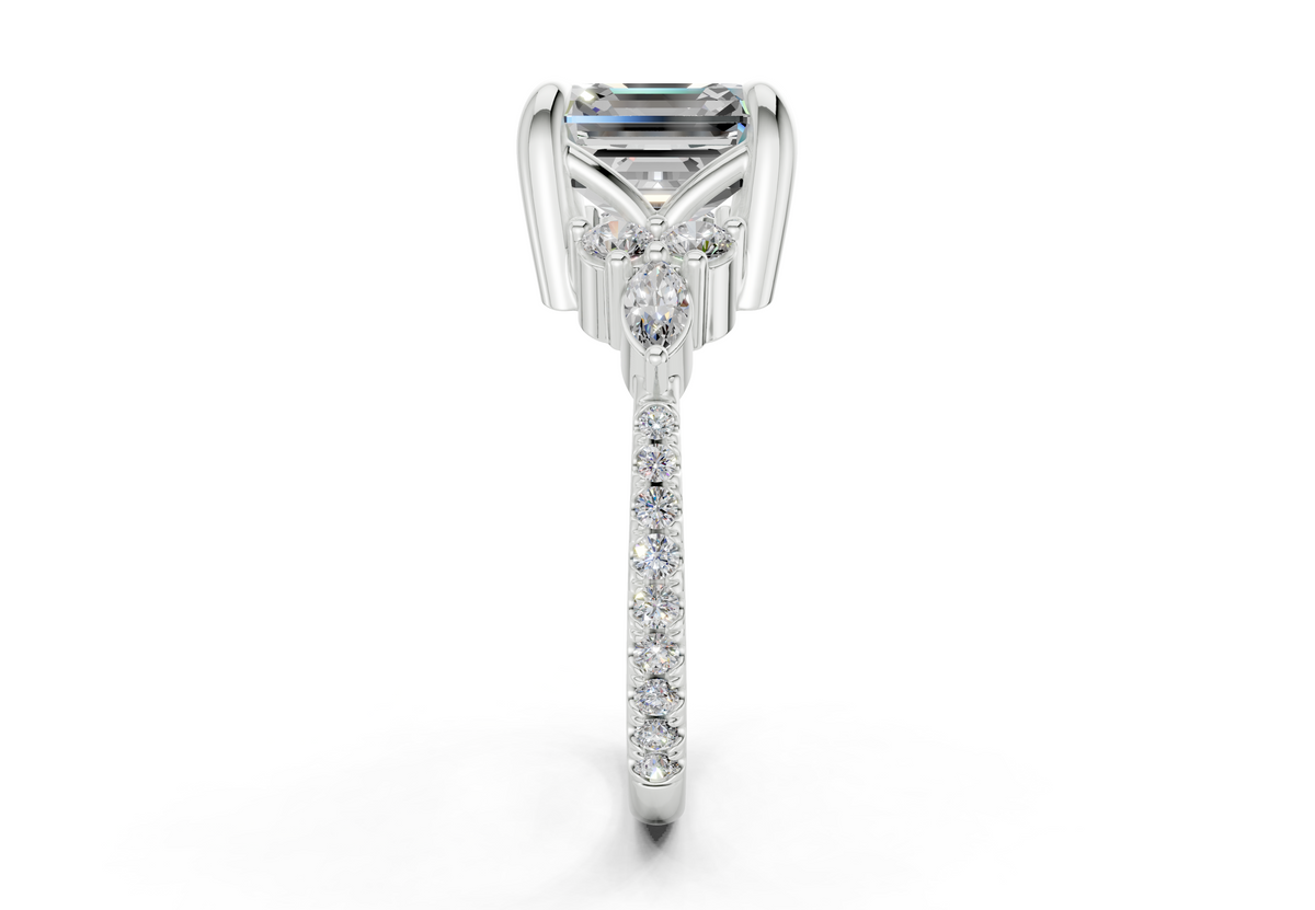 Zephyrine Diamond Accent Asscher Cut 1.9mm Engagement Ring
