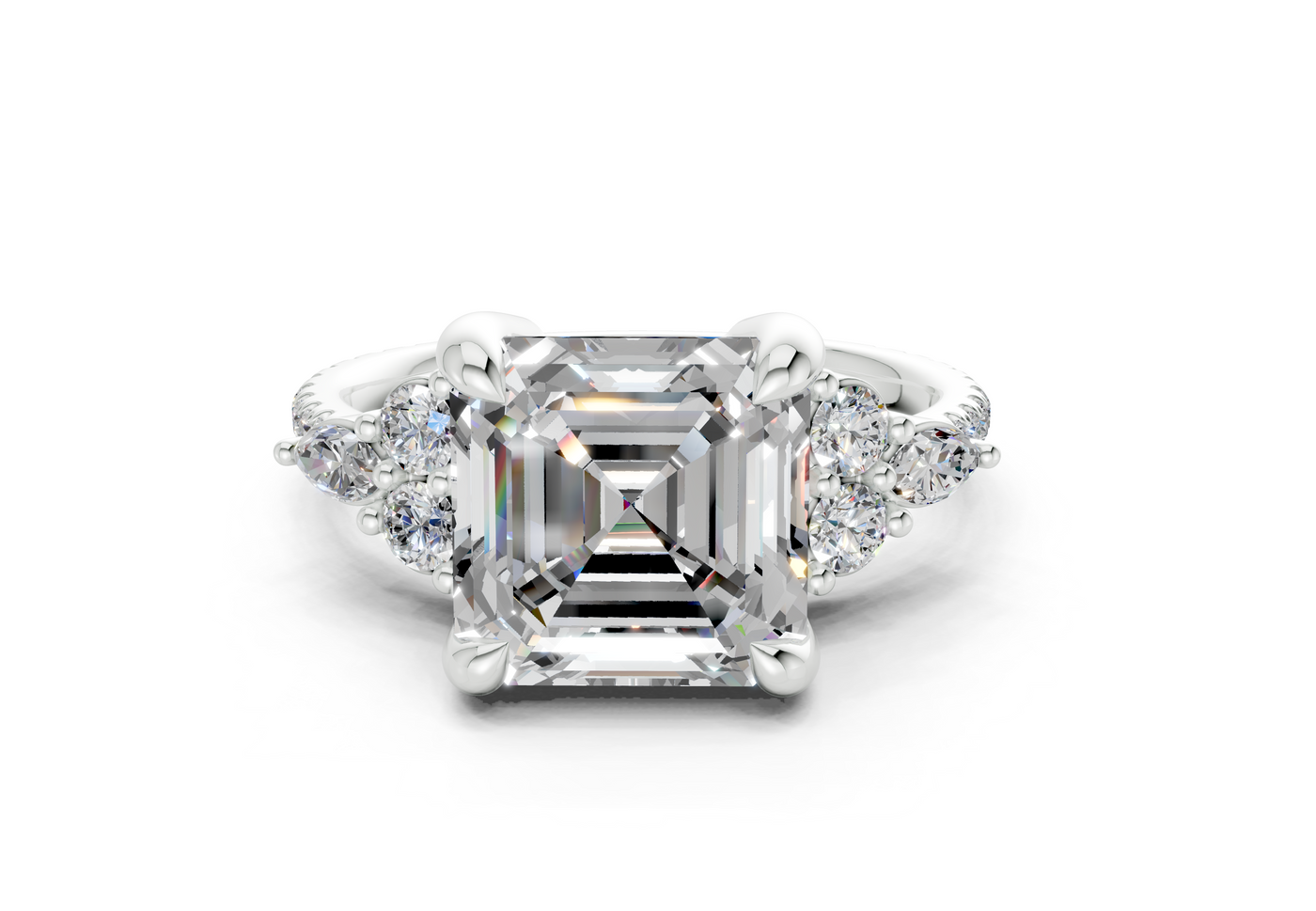 Zephyrine Diamond Accent Asscher Cut 1.9mm Engagement Ring