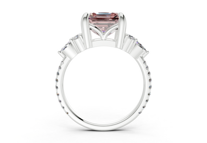 Zephyrine Pink Diamond Accent Asscher Cut 1.9mm Engagement Ring