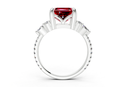 Zephyrine Ruby Gemstone Accent Asscher Cut 1.9mm Engagement Ring