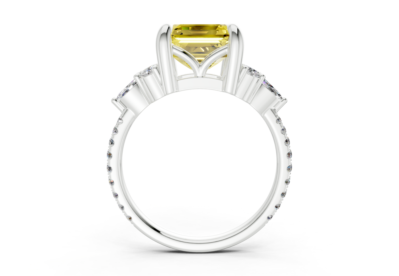 Zephyrine Yellow Diamond Accent Asscher Cut 1.9mm Engagement Ring