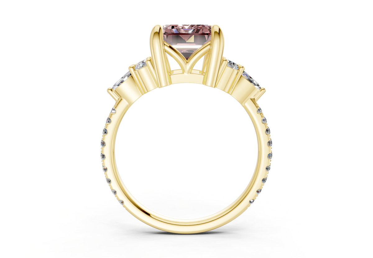 Zephyrine Pink Diamond Accent Emerald Cut 1.9mm Engagement Ring