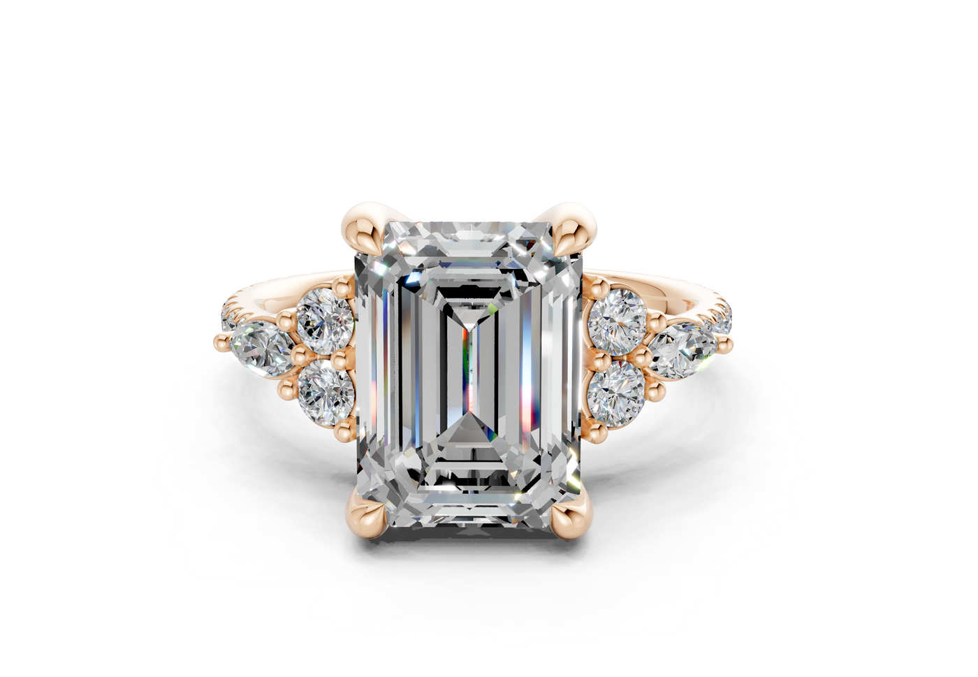 Zephyrine Diamond Accent Emerald Cut 1.9mm Engagement Ring
