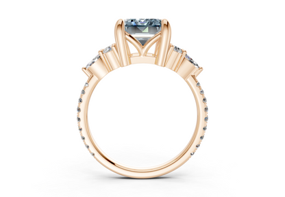Zephyrine Blue Diamond Accent Emerald Cut 1.9mm Engagement Ring
