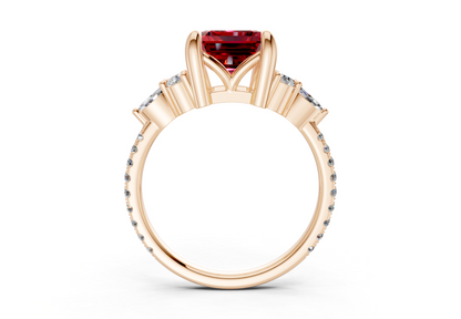 Zephyrine Ruby Gemstone Accent Emerald Cut 1.9mm Engagement Ring
